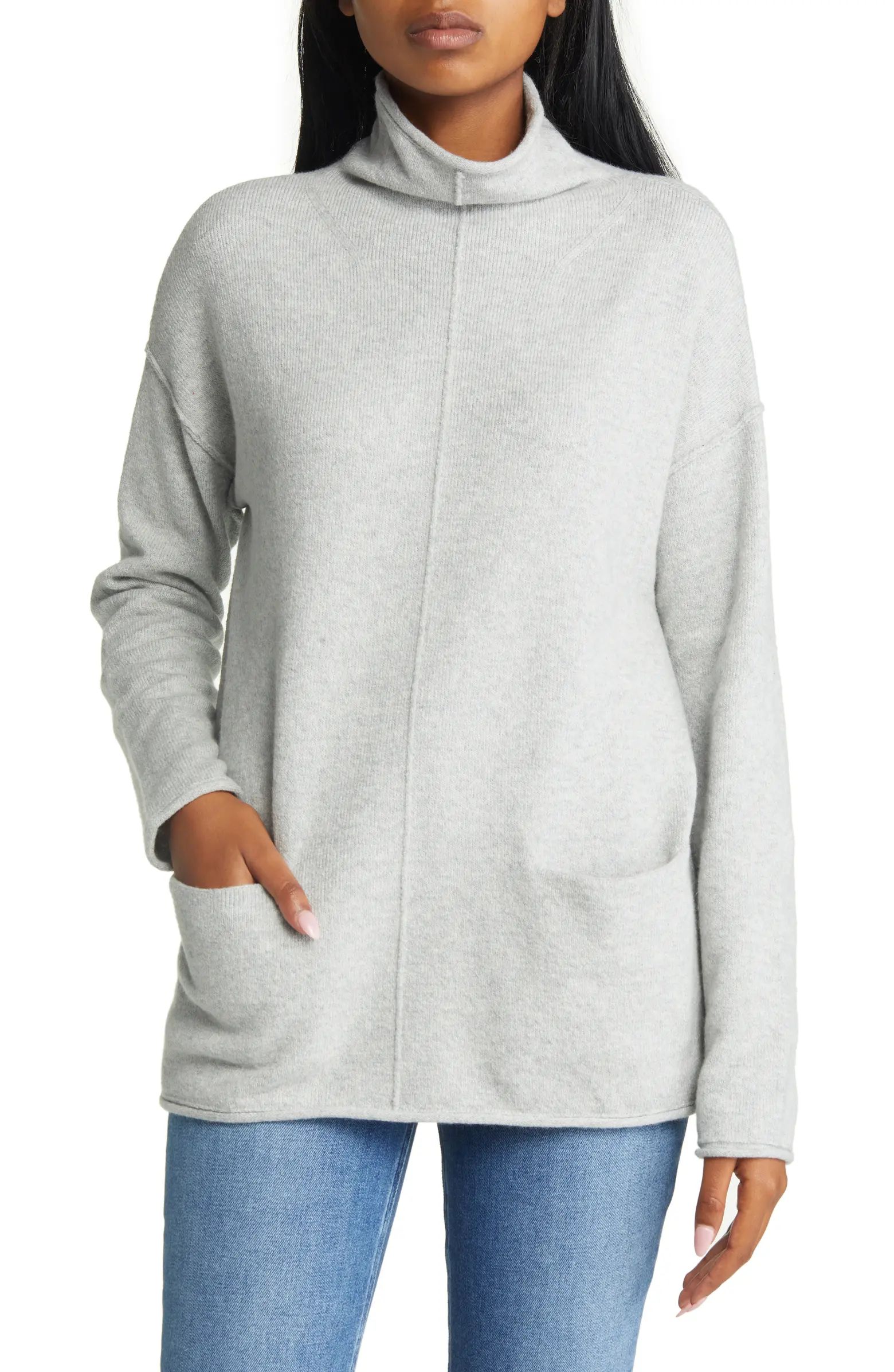 Pocket Funnel Neck Cotton Blend Sweater | Nordstrom