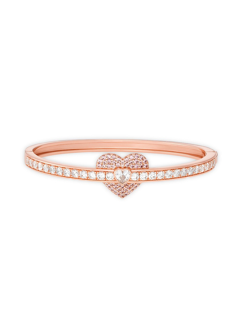 Premium 14K Rose Gold-Plated Cubic Zirconia Pavé Heart Bangle | Saks Fifth Avenue