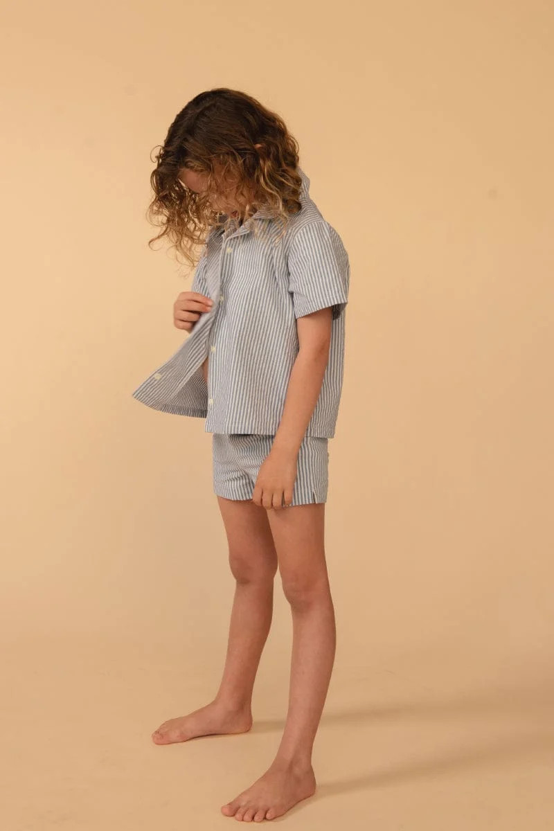 Classic Blue Stripe Mini Button-Down Shirt | Montce