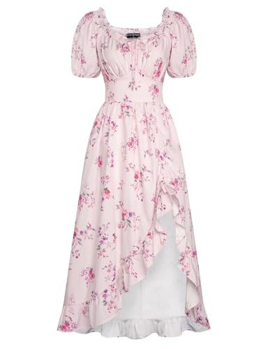Scarlet Darkness Corset Dress for Women Summer Sundress Cottagecore Peasant Floral Dress Pink Floral XL | Amazon (US)
