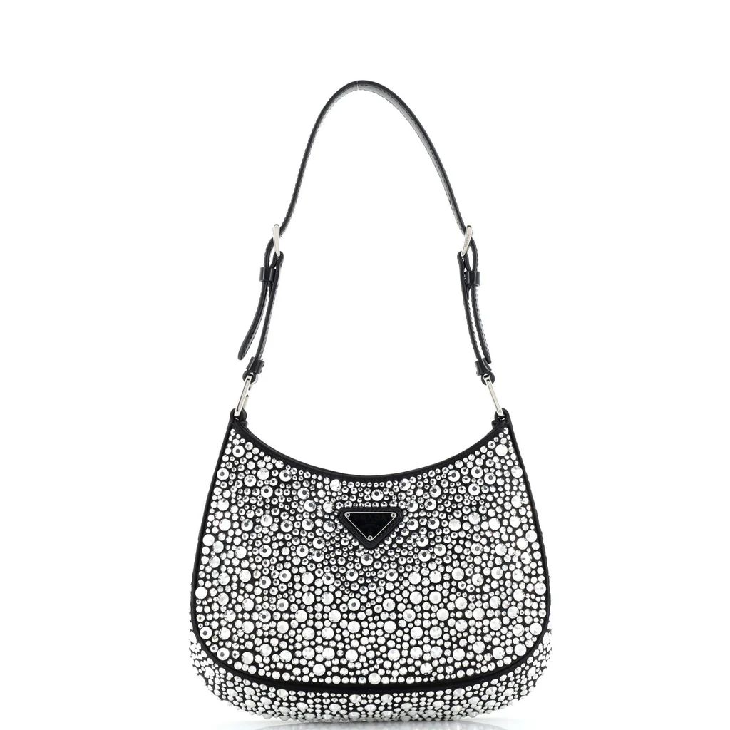 Cleo Shoulder Bag Crystal Embellished Satin Small | Rebag