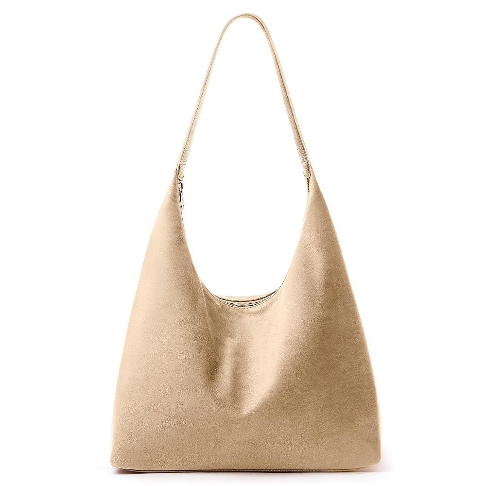 KALIDI Vintage 15L Hobo Bag Faux Suede Tote Zipper Work Bag Vegan Leather Shoulder Strap for Wome... | Amazon (US)