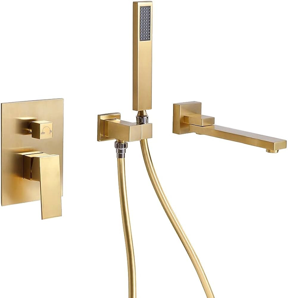 DEOLER Wall Mounted Bathtub Faucet with Handheld Shower, Solid Brass 180° Swivel Bathroom Tub Fi... | Amazon (US)