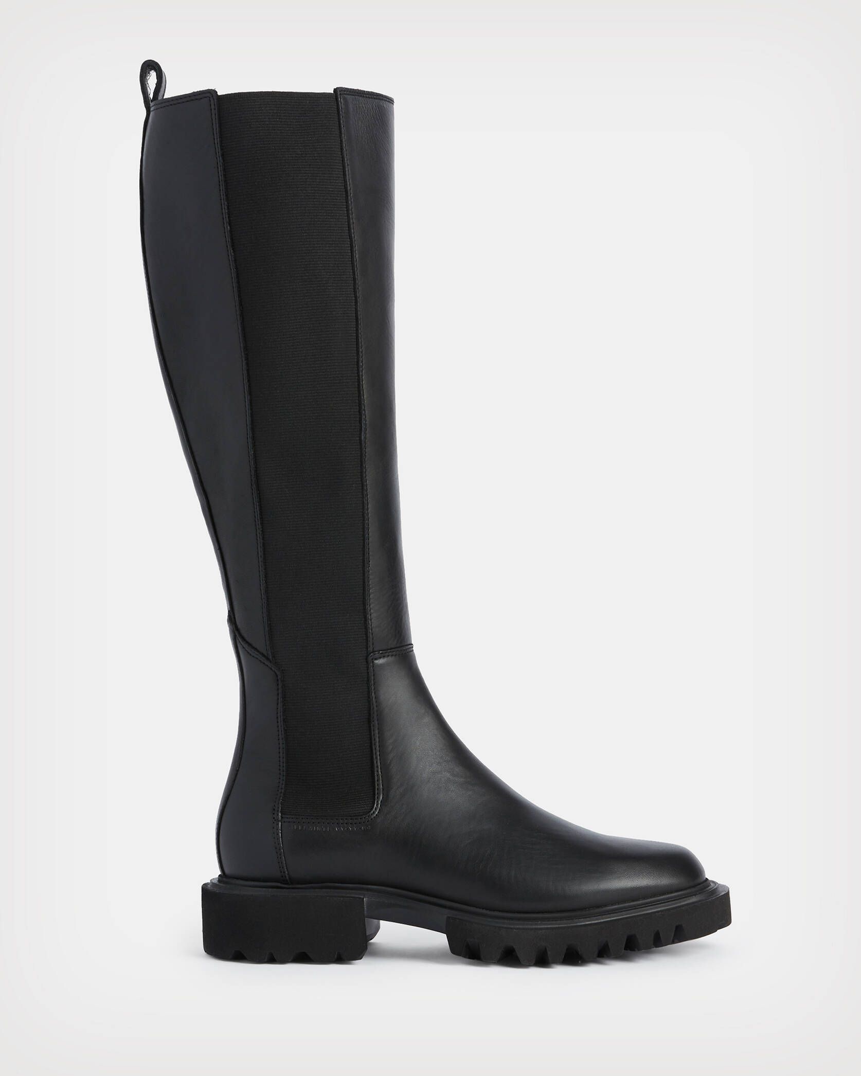 Maeve Knee High Slip On Leather Boots Black | ALLSAINTS | AllSaints UK