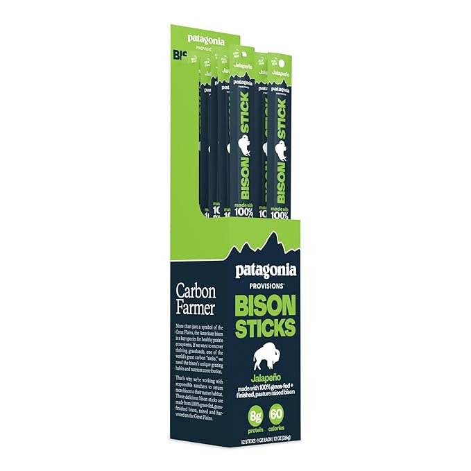 Patagonia Provisions Bison Sticks - Jalapeno | 100% Grass-Fed, 8g of Protein, 60 Calories | No Ar... | Amazon (US)