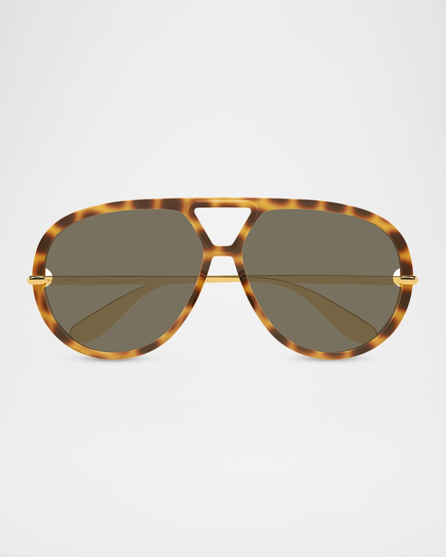 63mm Acetate & Metal Aviator Sunglasses | Neiman Marcus