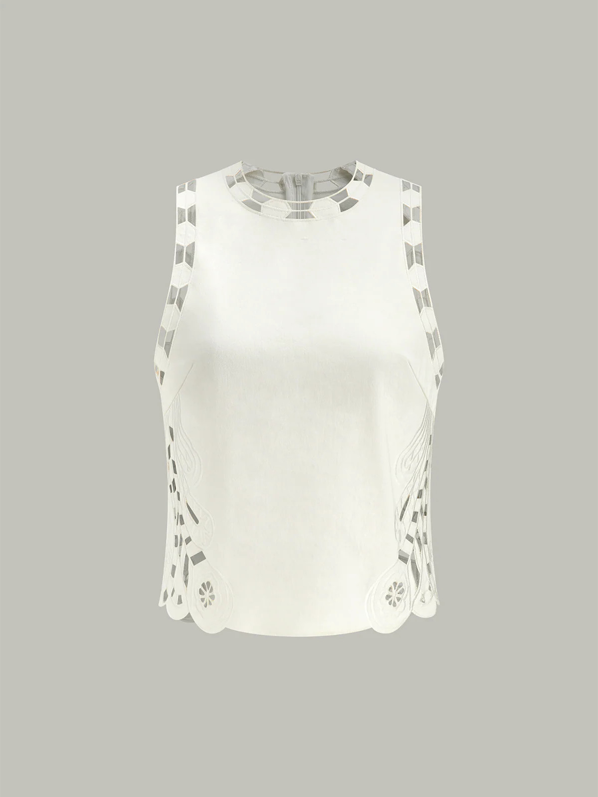 Embroidery Cut-Out Semi-Sheer Top | Commense