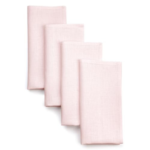 D'Moksha Homes Linen Dinner Napkins 18 x 18 Inch - 100% Pure Linen Pastel Pink Napkins Set of 4 - Washable Pastel Pink Cloth Napkins for Winter, Holiday Decor | Amazon (US)