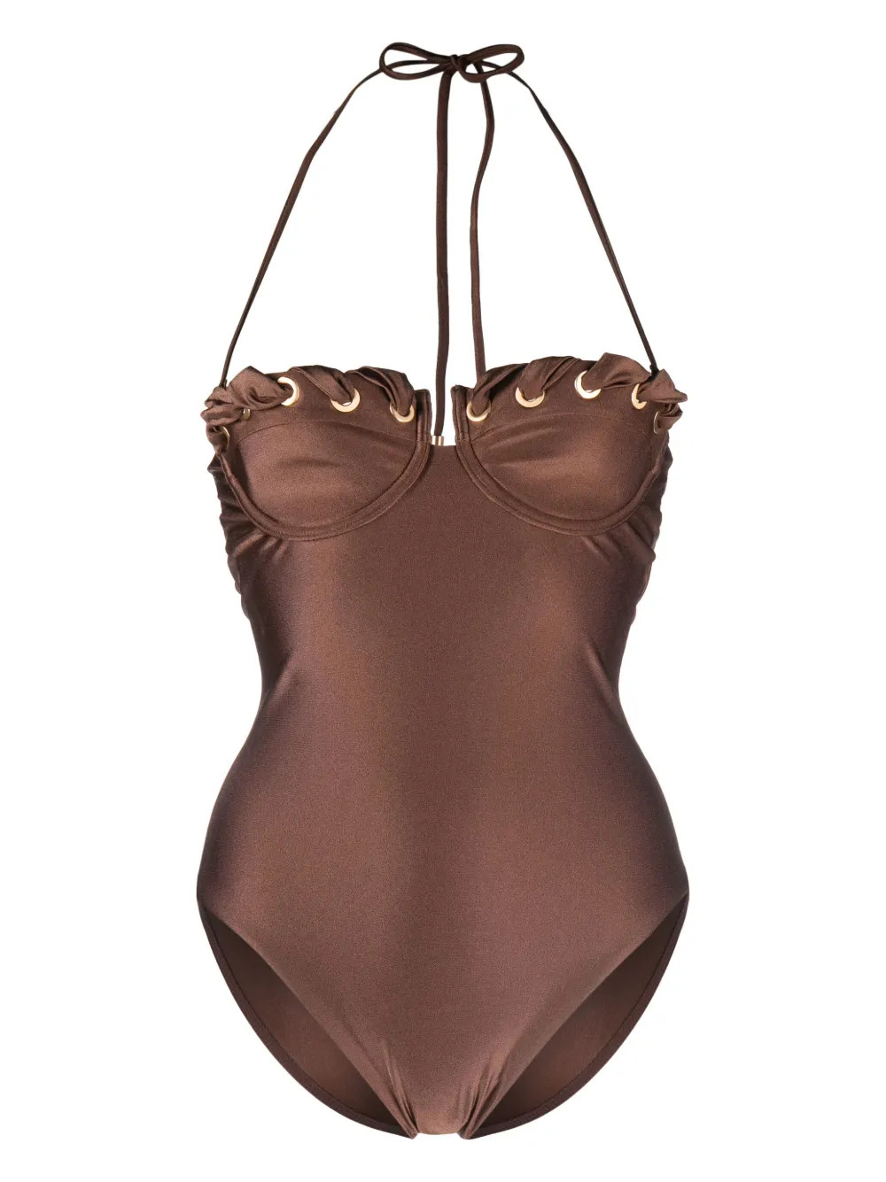 ZIMMERMANN Devi eyelet-detail Swimsuit | Brown | FARFETCH | Farfetch Global