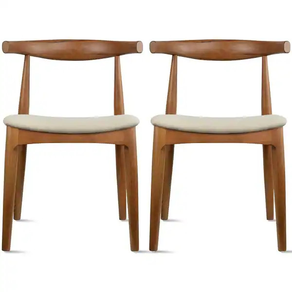 Set of 2 Kennedy Elbow Chairs Farmhouse Wooden Dining Chairs With PU Leather Or Fabric Cushion Se... | Bed Bath & Beyond