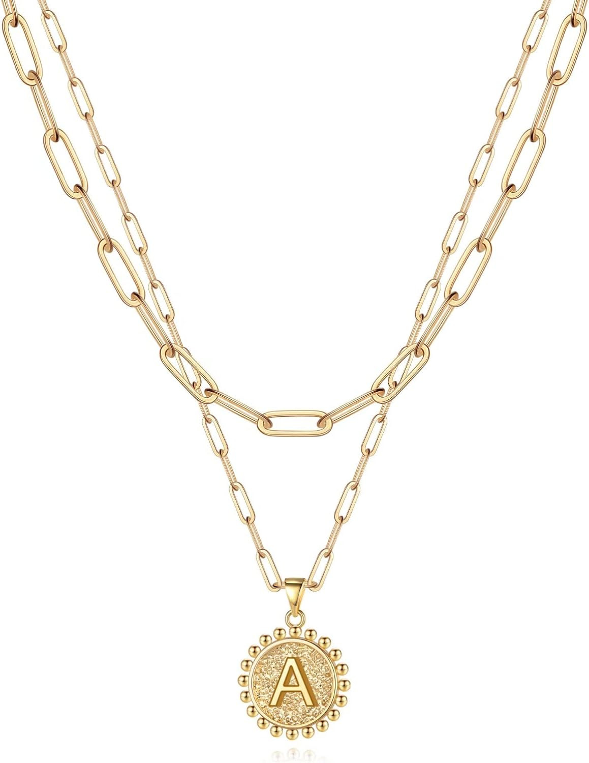 Yoosteel Gold Initial Necklaces for Women Girls, 14K Gold Plated Dainty Layering Paperclip Link C... | Amazon (US)