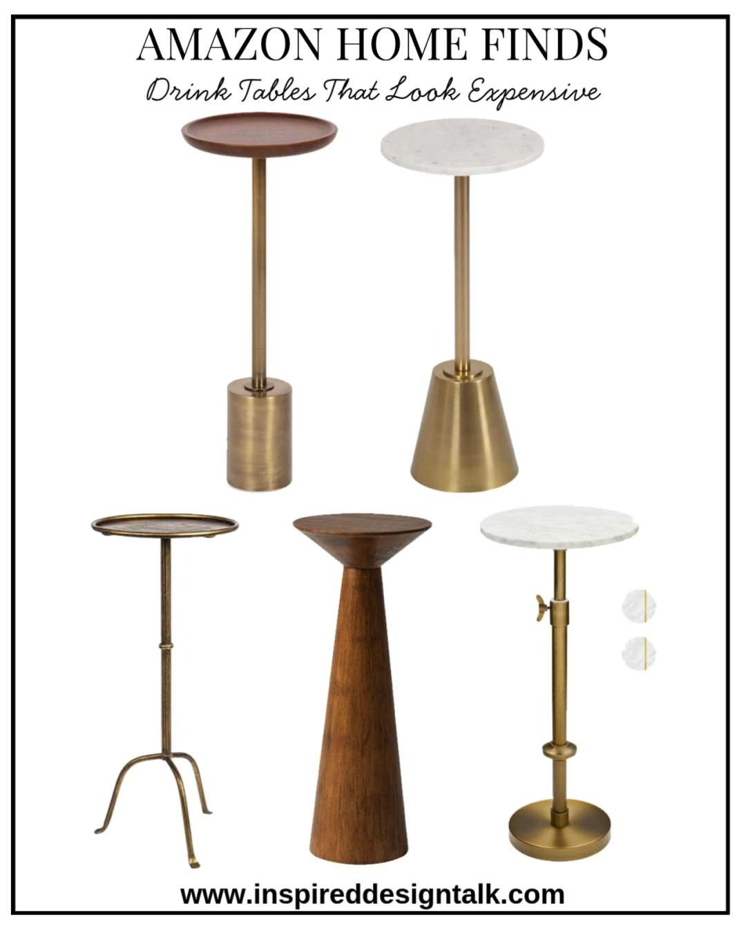 Amazon home finds! These drink table ideas are perfect next to your sofa, accent chair, or bench in your living room or bedroom. The small gold table is my favorite, but the wood pedestal table is great to add warmth and a cozy vibe to your home! 

 #LTKOver40 #LTKHome #LTKStyleTip