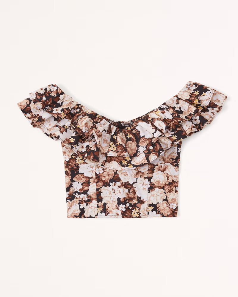 Ruffle Sleeve Poplin Set Top | Abercrombie & Fitch (US)