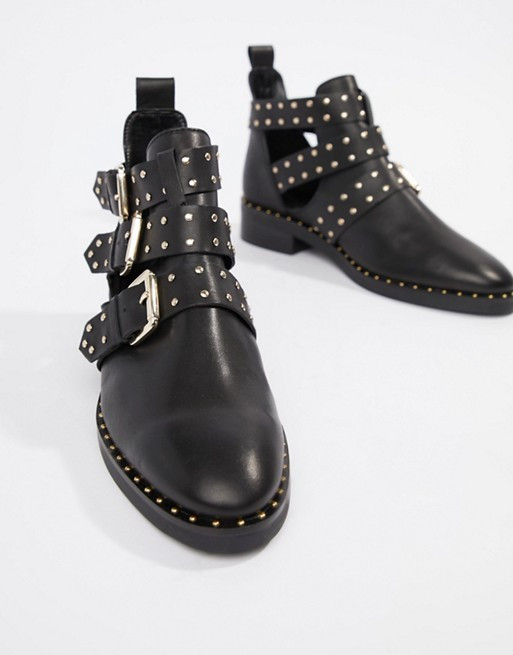 ASOS DESIGN Aries Leather Studded Ankle Boots | ASOS US