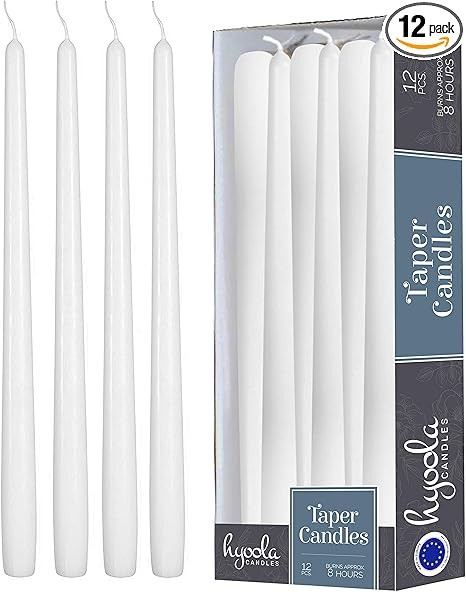 Hyoola 12 Pack Tall Taper Candles - 10 Inch White Dripless, Unscented Dinner Candle - Paraffin Wa... | Amazon (US)