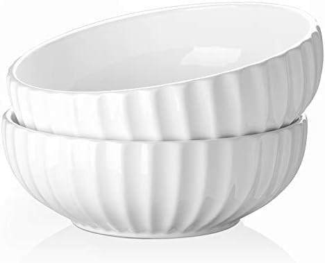 DOWAN 9.8'' Serving Bowls, 86 oz Large Salad Bowl, Ceramic Serving Dishes, Set of 2, Pumpkin Shap... | Amazon (US)