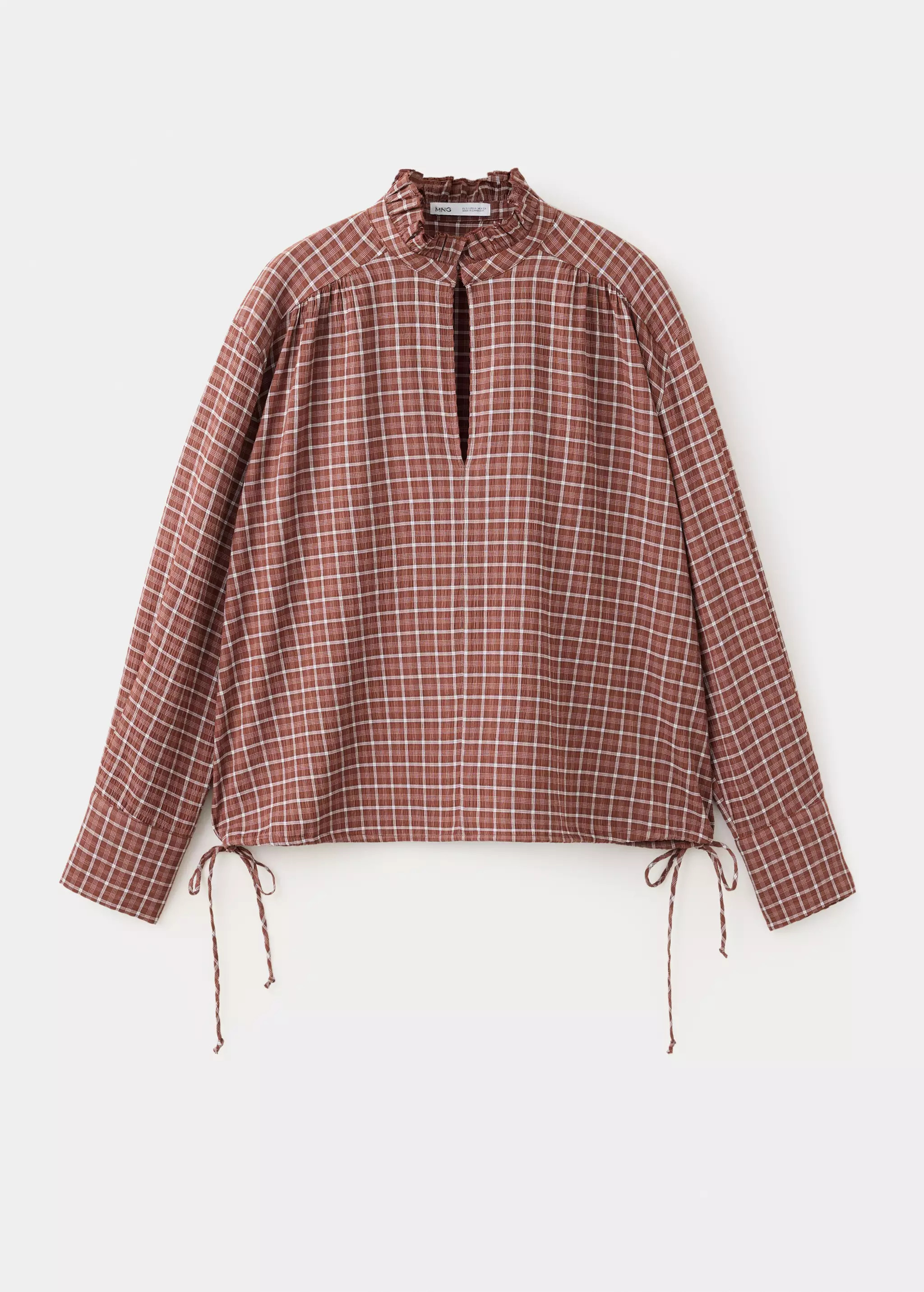 Checked blouse with V-neckline | MANGO (UK)