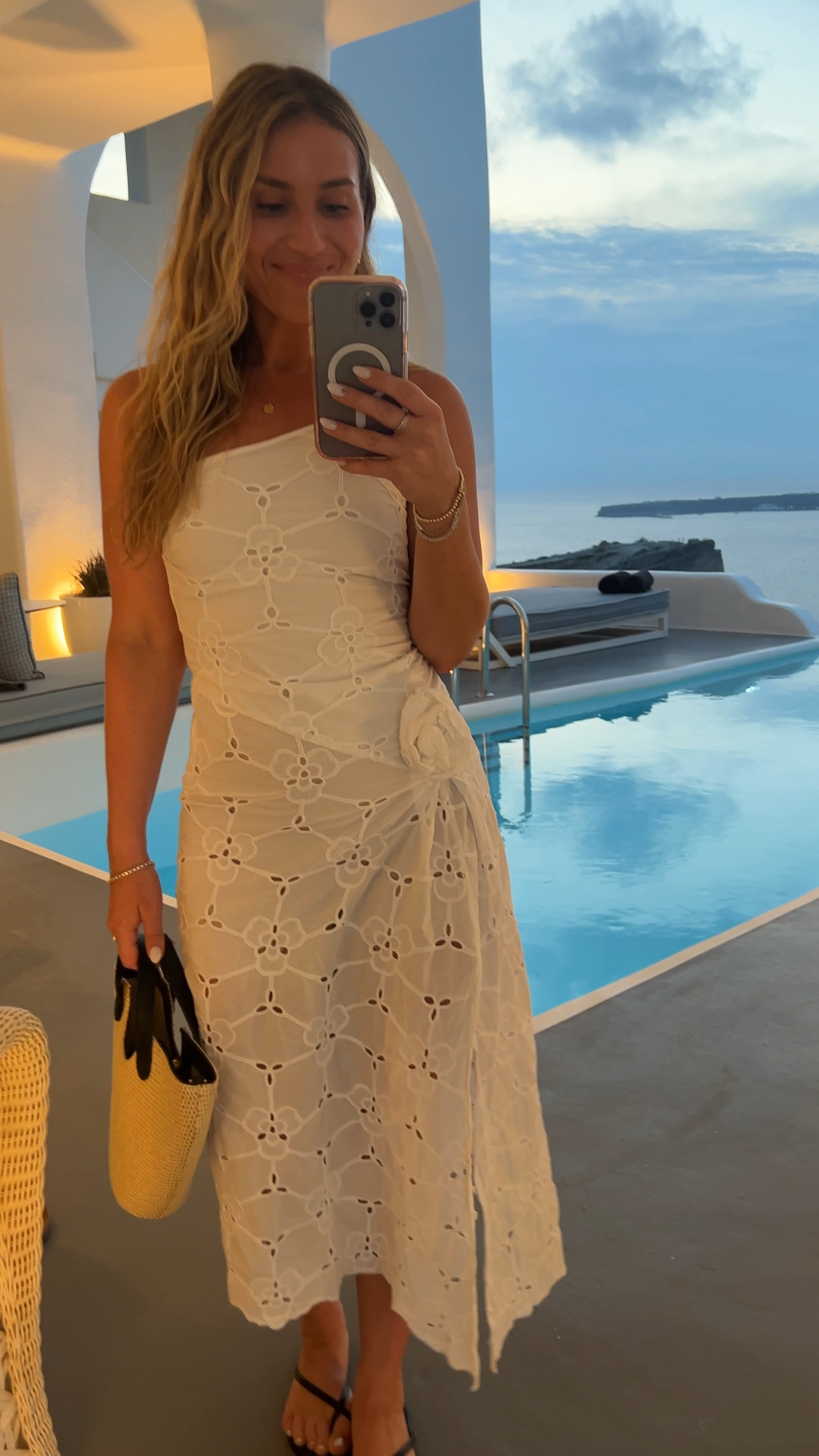 One of my favorite Greece looks from Santorini. This beautiful light weight eyelet dress from LAAGAM was stunning and comfortable. Bottom half is a bit see through so just paired it with a nude spank and looked seamless! Fits just a bit snug on the hips so if you have wider bottom half like me you may want to size up. 

#LTKstyletip #LTKtravel