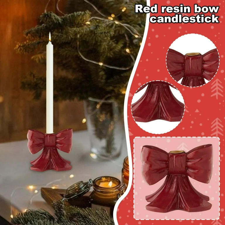 Bow Candle Holder Cute Resin Candlestick Holder Desktop Decoration Coquette Home Decor Photo Prop... | Walmart (US)