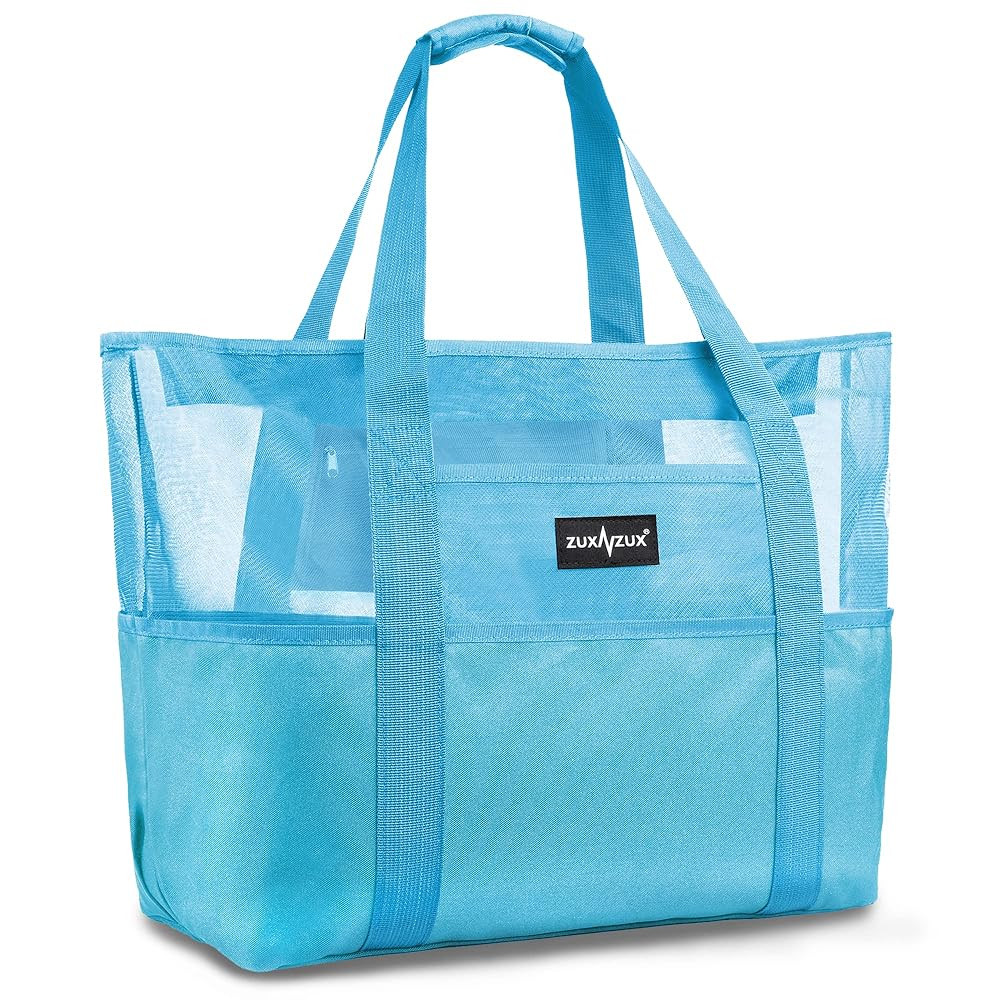 ZUXNZUX Mesh Beach Bag - Large Waterproof Beach Tote Bag with Zipper, Oversized Foldable Lightwei... | Amazon (US)