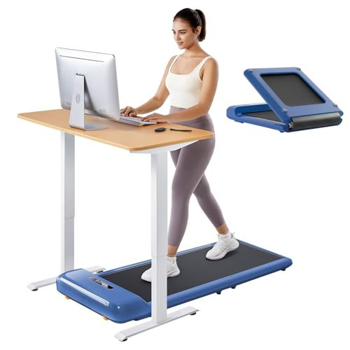 WALKINGPAD C2 Folding Walking Pad, Under Desk Treadmill for Home/Office, Portable Walking Treadmill Ultra Slim Walking Jogging Machine Remote Control LED Display Blue | Amazon (US)