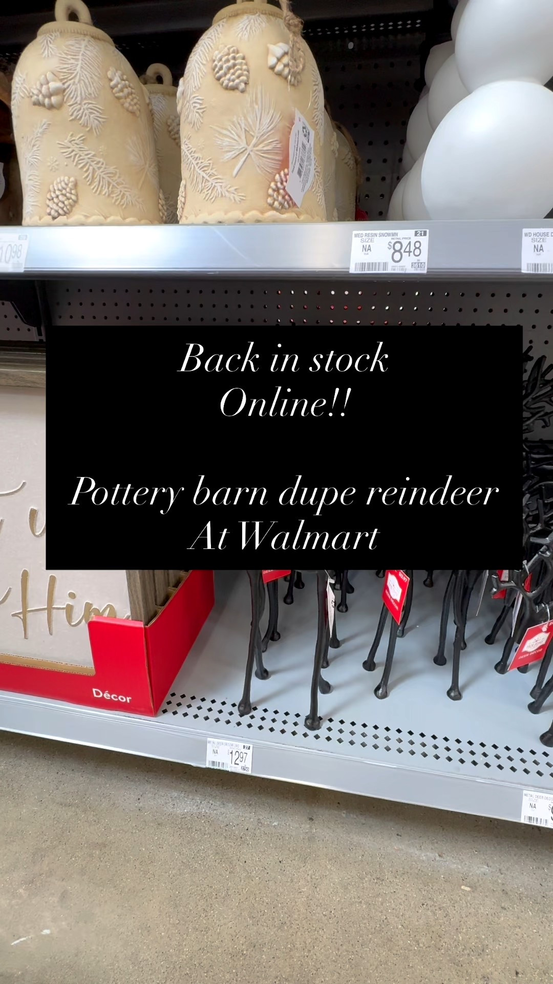 
Reindeer Pottery barn look for less at Walmart!! 

Not every store will have them and they may be online for most but these are unique and so adorable!

Follow me for more seasonal and holiday content! 🎅🏼🎄

#christmas2025 #christmas #cozyvibes #christmascountdown #christmastree #happyholidays #christmasdecor #walmartchristmas #potterybarn #walmartcreator #iywyk

#LTKSeasonal #LTKHome