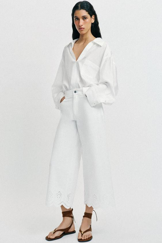 EMBROIDERED EYELET CULOTTES | Zara US