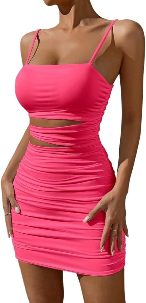 Women's Sexy Spaghetti Strap Mini Slip Dress - Cutout Cami Dress for Summer Nights | Amazon (US)