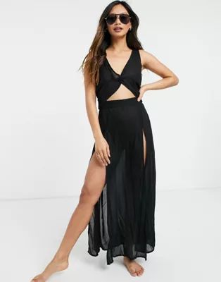 Esmee Exclusive maxi beach dress with cut out detail in black | ASOS (Global)
