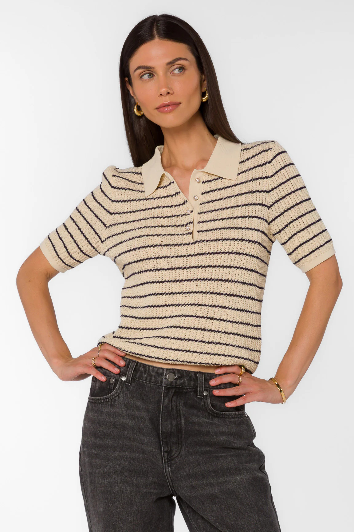 Laurie French Navy Stripe Top | Velvet Heart Clothing