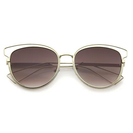 sunglassLA Unisex Womens Fashion Open Metal Frame Neutral-Colored Lens Cat Eye Sunglasses (Gold-Blac | Walmart (US)