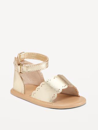Metallic Faux-Leather Scallop-Trim Sandals for Baby | Old Navy (US)