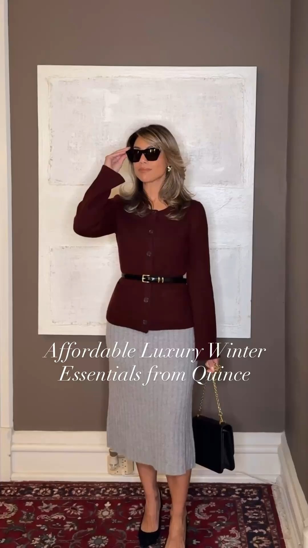 Your winter capsule, but elevated. ❄️🤍
I styled my three favorite Quince Mongolian cashmere essentials—the tee, midi skirt, and structured cardigan—into five timeless outfits in the dreamiest grey + burgundy palette.

I’ve worn Quince for years because they deliver true affordable luxury: beautifully made, well-constructed pieces that look and feel far more expensive than they are. 

Linking everything for you here.
#QuincePartner #AffordableLuxury
@onequince


#LTKHoliday #LTKSeasonal #LTKOver40