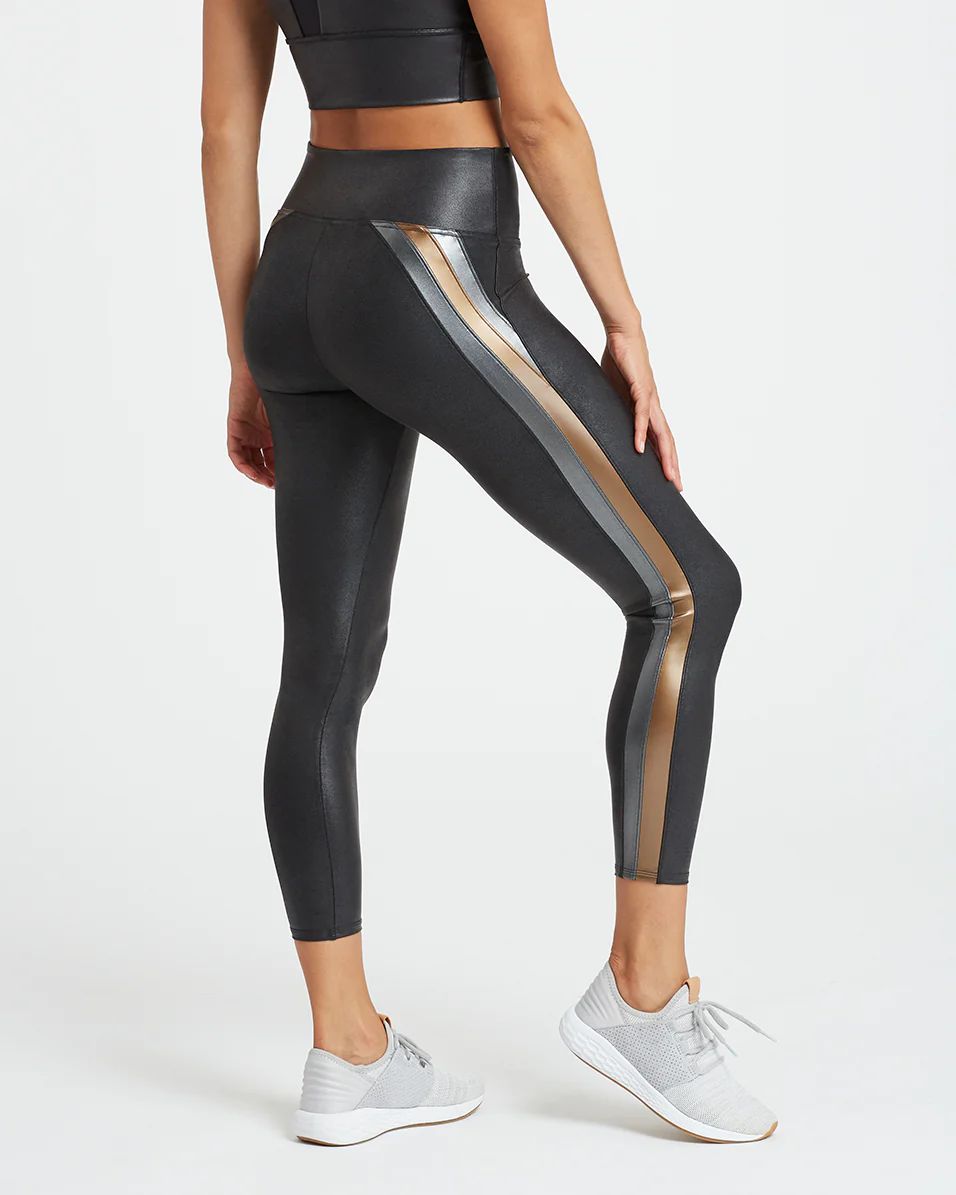 Faux Leather Track Stripe 7/8 Leggings | Spanx