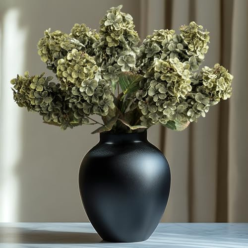 Ttranewsoo Green Hydrangea Artificial Flowers,Fake Fall Flowers Silk Hydrangea with Stems,Fall Faux DIY Floral for Table Vase,Hydrangeas Bouquet Indoor and Outdoor Decoration 24"（ Green） 8pcs No Vase | Amazon (US)