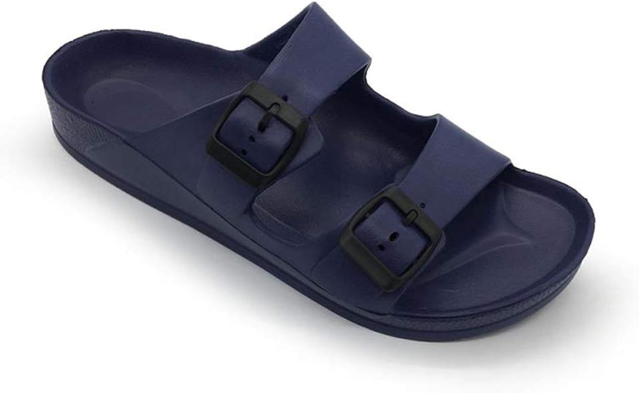 FUNKYMONKEY Men's Comfort Slides Double Buckle Adjustable EVA Flat Sandals | Amazon (US)
