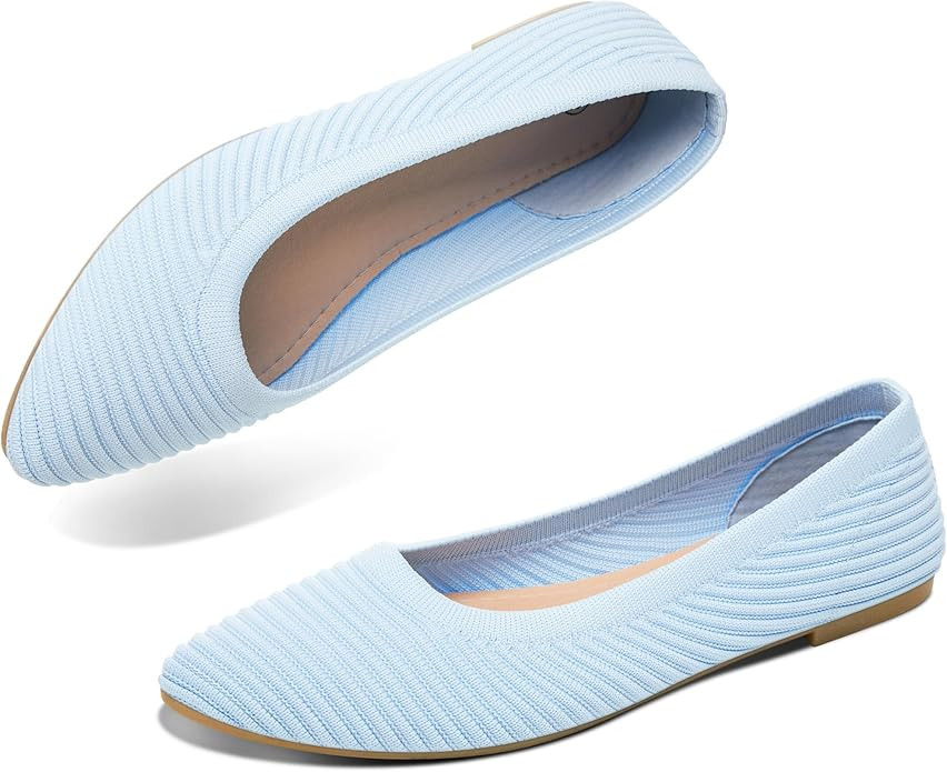 ALTOCIS Womens Knit Ballet Flats Ladies Comfortable Pointed-Toe Dressy Shoes Casual Soft Flat Sho... | Amazon (US)