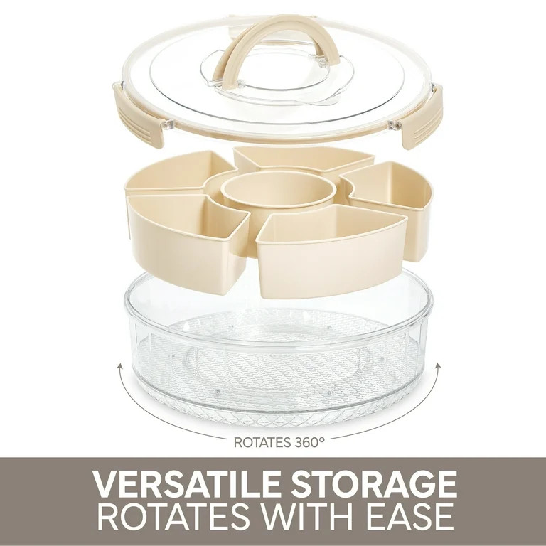 COOK WITH COLOR Round Snackle Box – 6-Compartment Serving Tray with Lid and Handle, Cream – K... | Walmart (US)