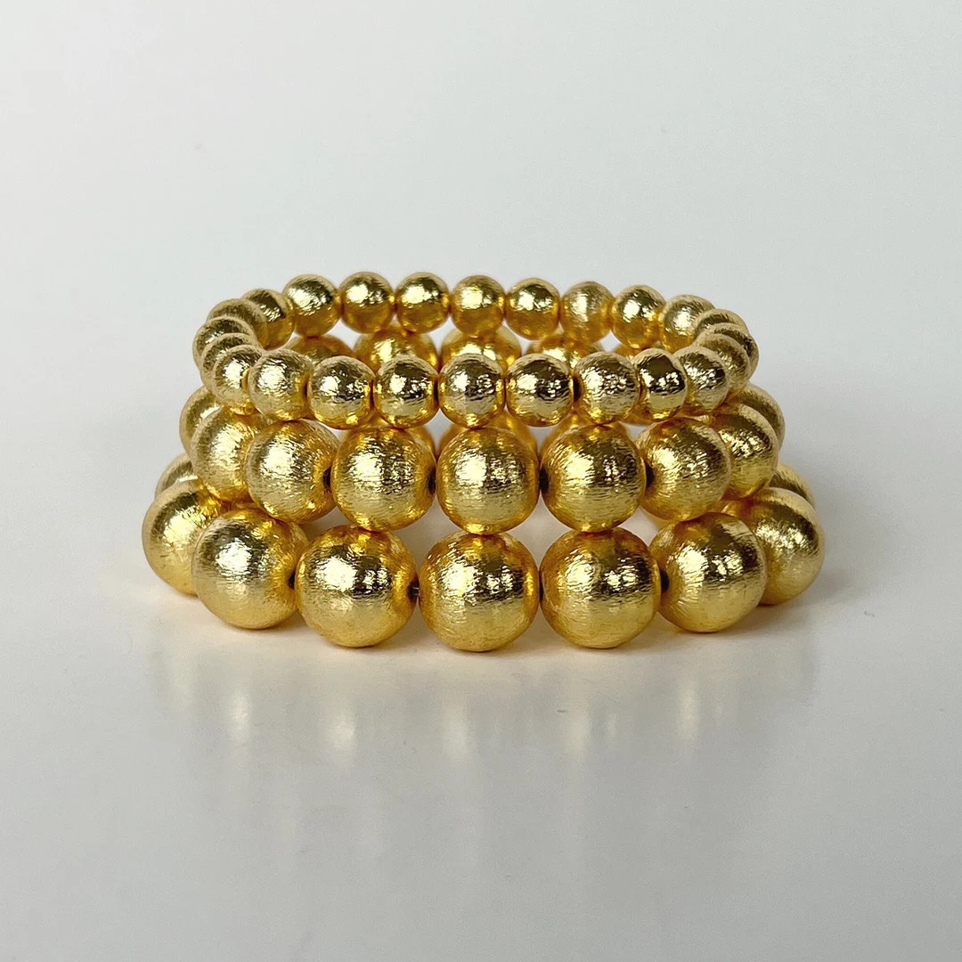 Poppy | 14k Brushed Gold Bracelet | Gold Ball Chunky Bracelet Stack | Etsy (US)