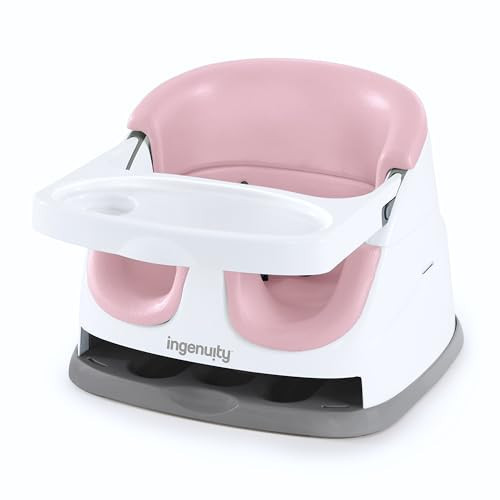 Ingenuity Baby Base 2-in-1 Booster Feeding and Floor Seat with Self-Storing Tray - Peony | Amazon (US)