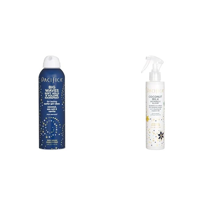 Pacifica Coconut Sea Salt Vanilla Big Waves Hairspray & Coconut Milk Detangle Elixir Conditioning... | Amazon (US)