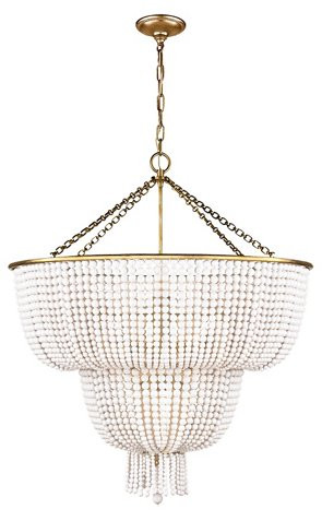 Jacqueline Two-Tier Chandelier, Brass/White | One Kings Lane