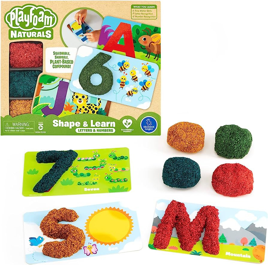 Educational Insights Plant-Based Playfoam Naturals Shape & Learn Letters & Numbers, 36 Cards, and... | Amazon (US)