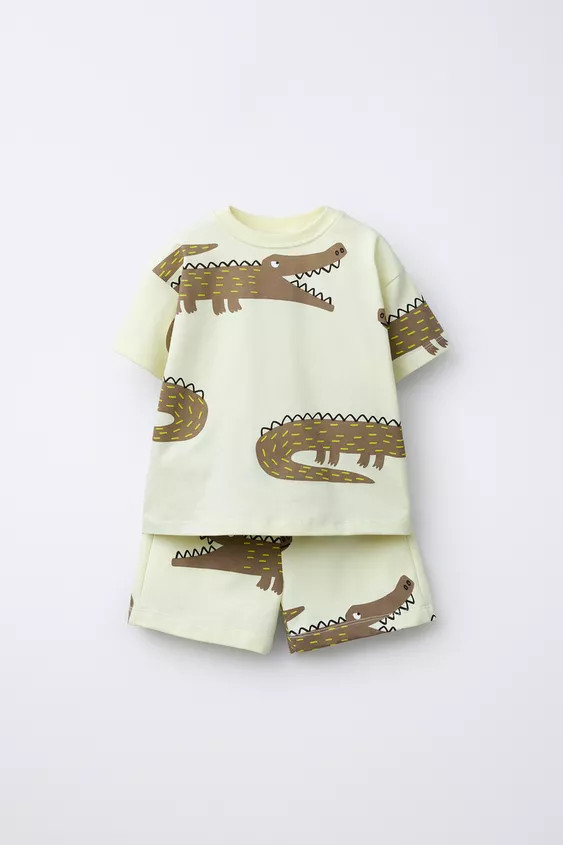CROCODILE PRINT T-SHIRT AND BERMUDA SET | Zara US