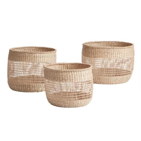 Natural Seagrass Open Weave Dakota Basket | World Market