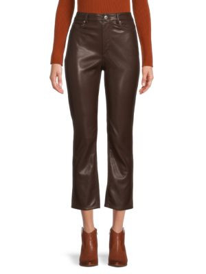 Jonathan Simkhai River Stretch Vegan Leather Straight Leg Ankle Pants on SALE | Saks OFF 5TH | Saks Fifth Avenue OFF 5TH