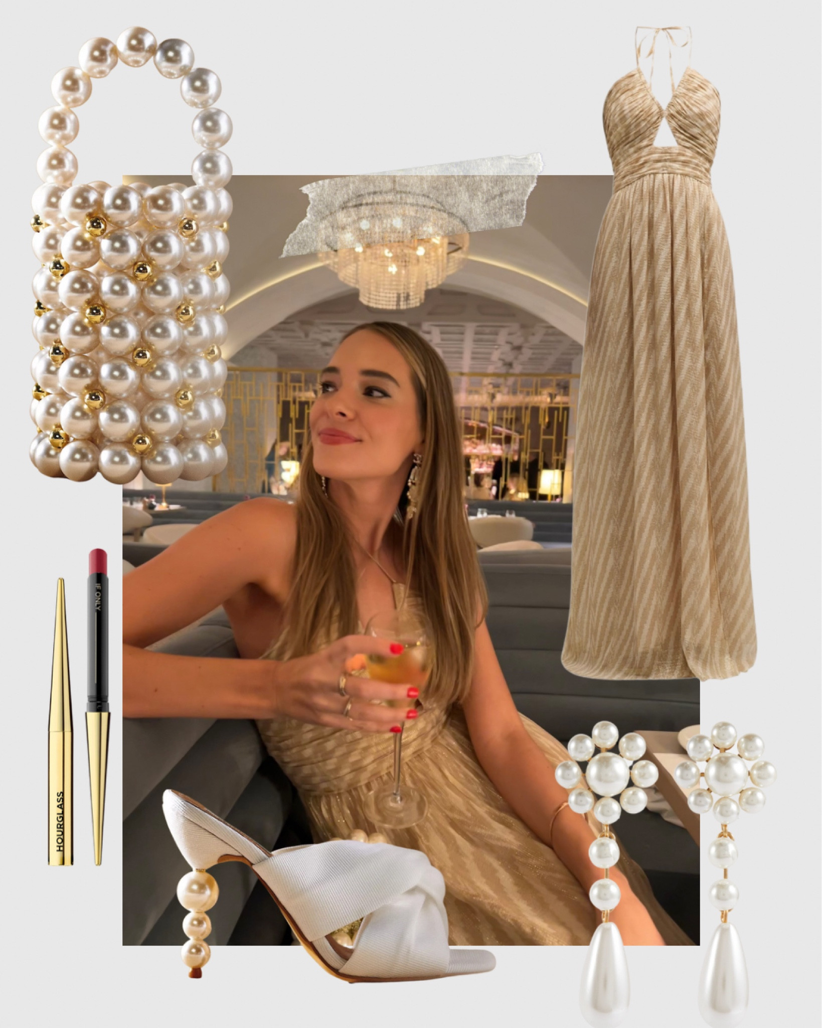 Athena Metallic Stripe Halter Gown curated on LTK