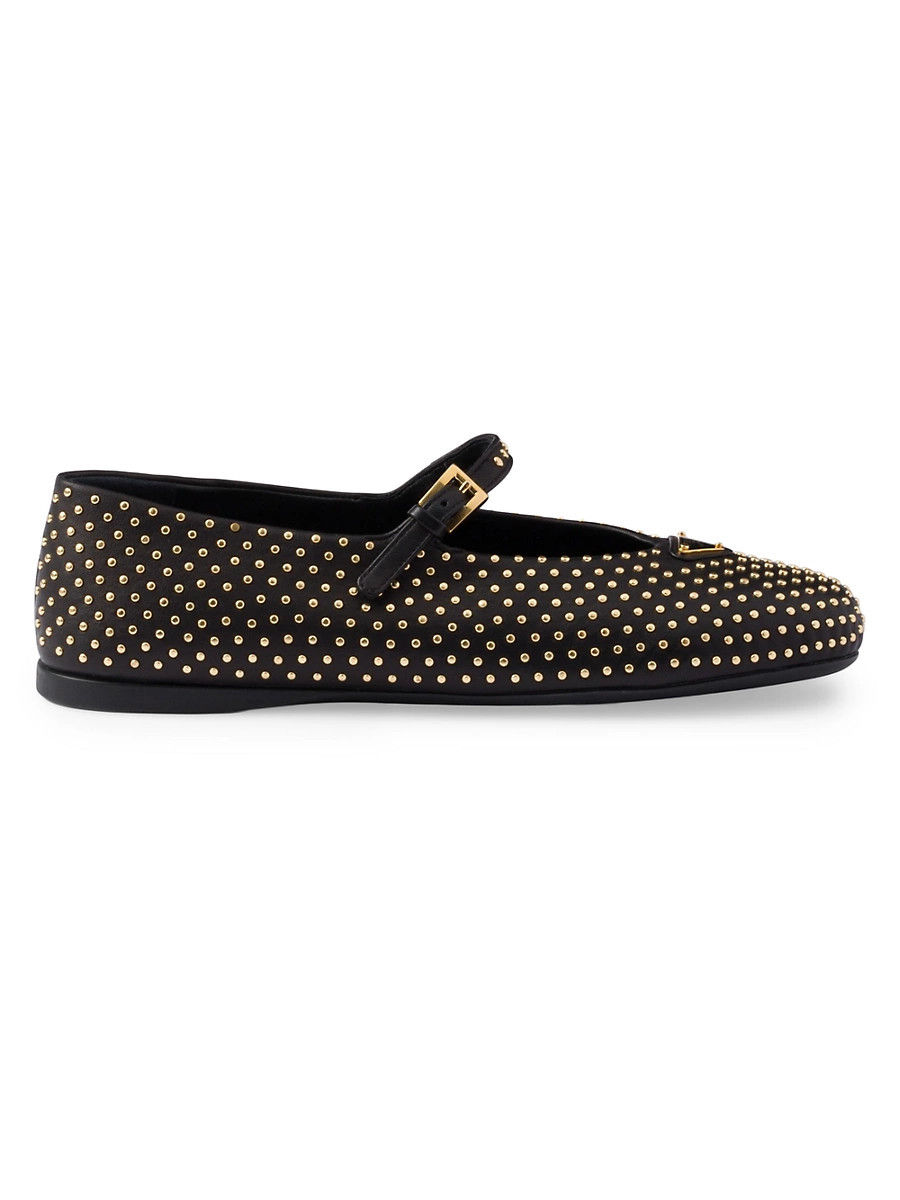 Women's Nappa Leather Ballerinas with Studs - Black - Size 6.5 | Saks Fifth Avenue