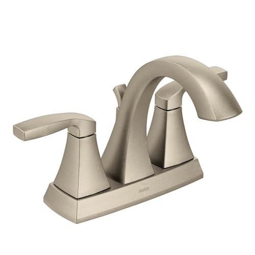 Moen Voss Brushed Nickel Two-Handle High-Arc Centerset Bathroom Faucet with Drain Assembly, 6901BN | Amazon (US)