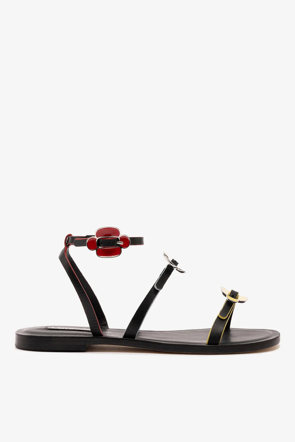 Tinx Flat Sandal In Black Leather | Larroude